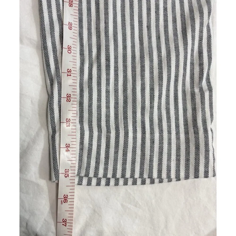 Flat Front Linen Avery Pants Striped Stretch Nautical Resort Beach Comfy Size 6